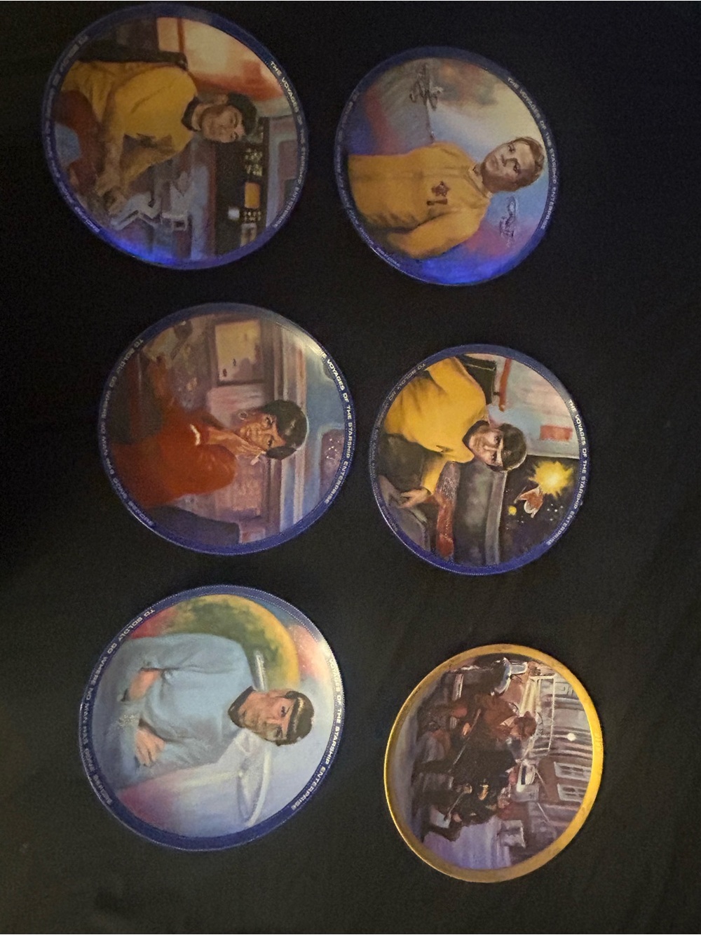 Set of Collectible Sci-Fi Character Star Trek Plates Yellow & Blue Accents